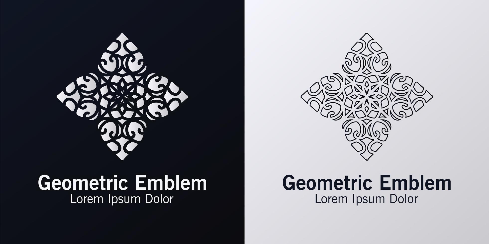 geometrisches Emblem-Set in Weiß und Schwarz vektor