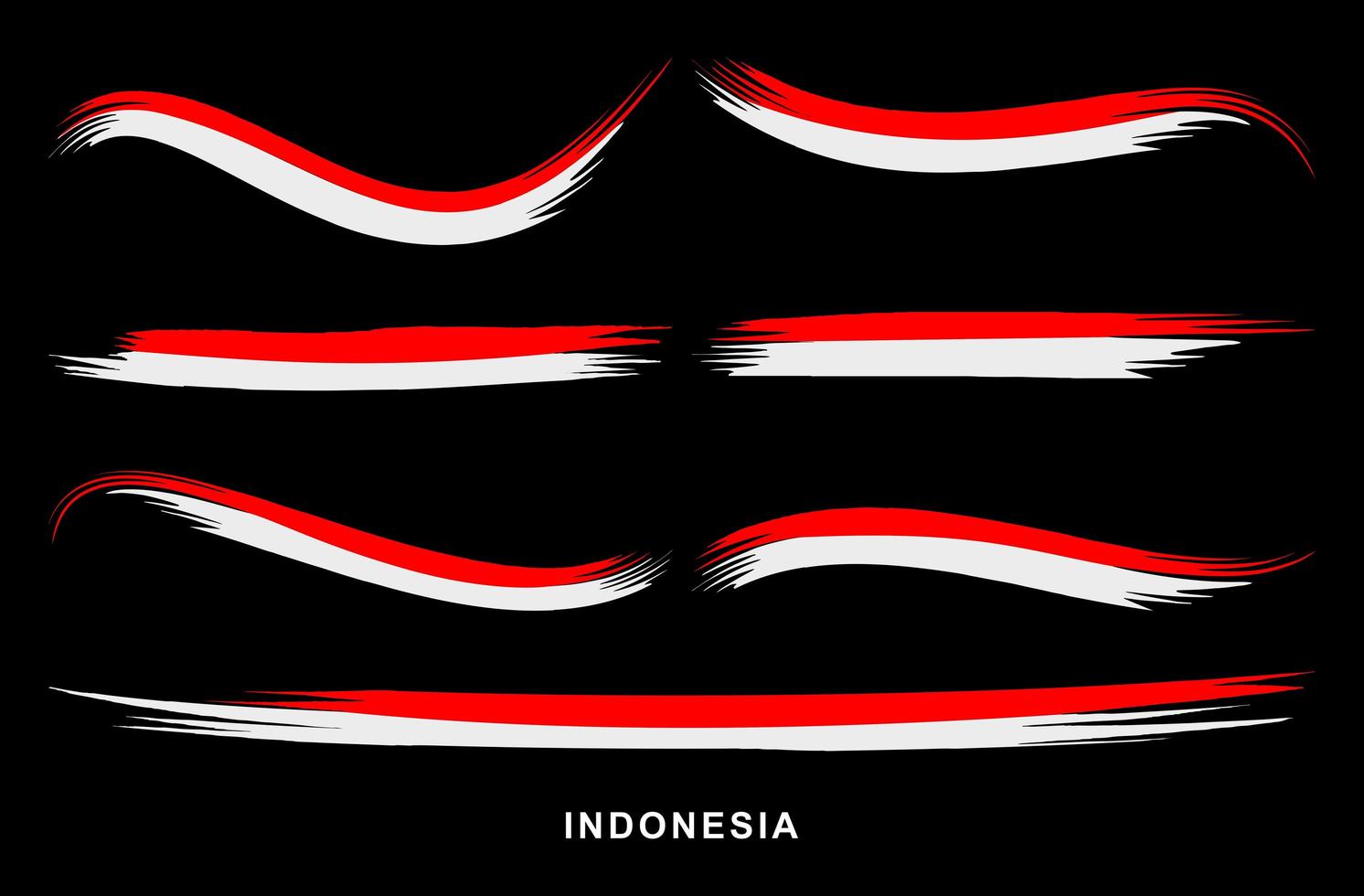 Indonesien flagga stil röd och vit målade med borstar vektor