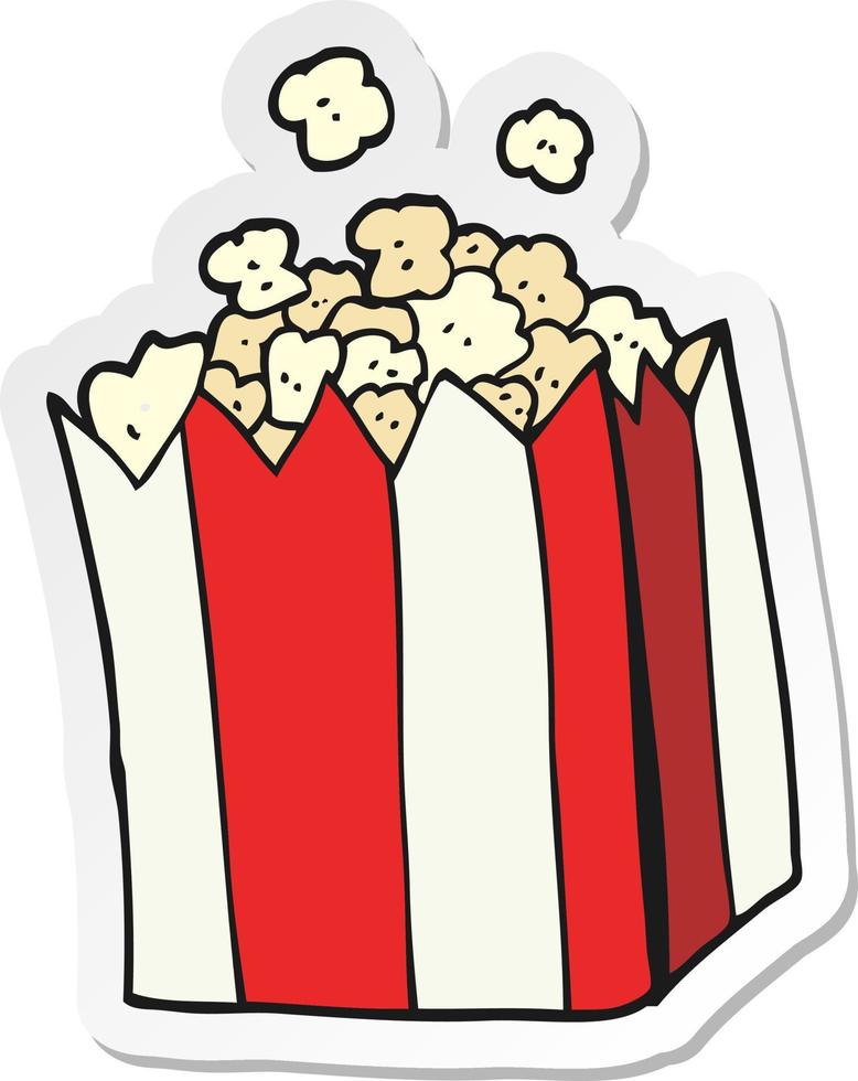 klistermärke av en tecknad popcorn vektor