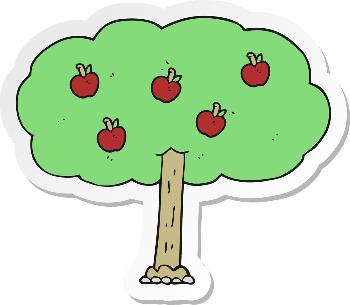 Aufkleber eines Cartoon-Apfelbaums vektor