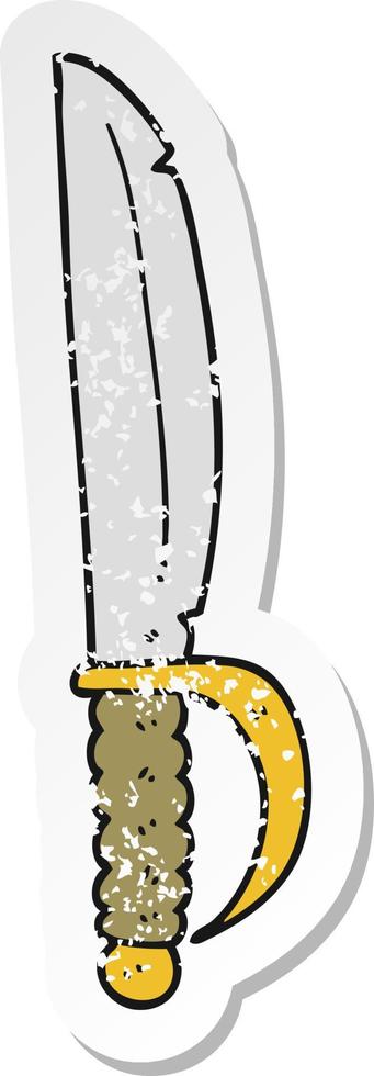 Retro-Distressed-Aufkleber eines Cartoon-Messers vektor