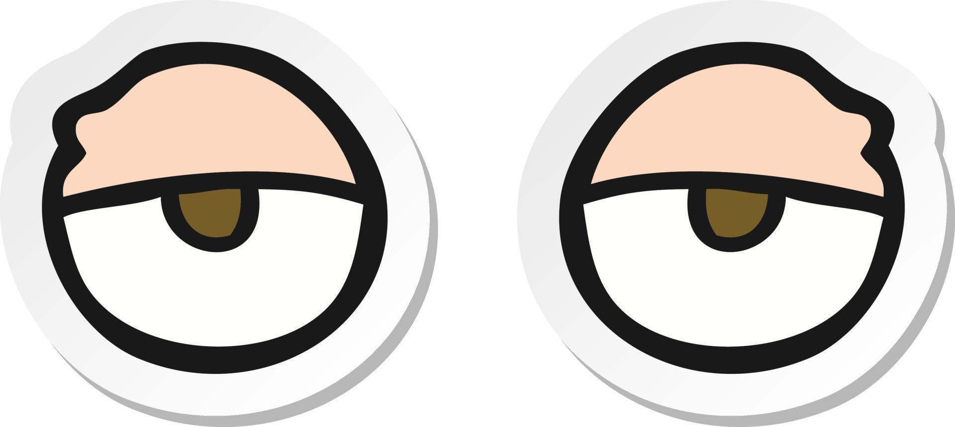 klistermärke av en tecknad serie trött ögon vektor