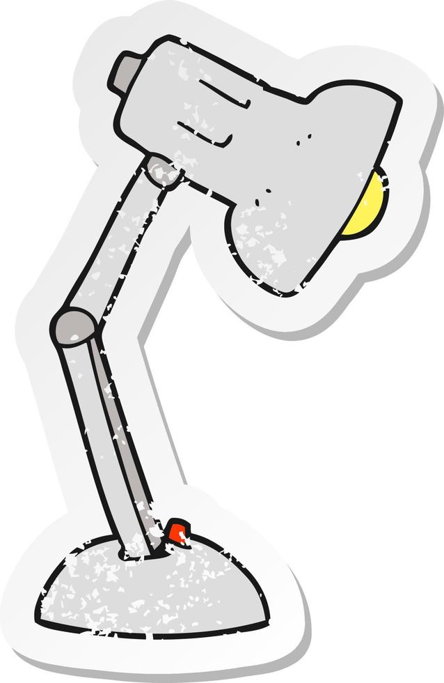 Retro-Distressed-Aufkleber einer Cartoon-Schreibtischlampe vektor
