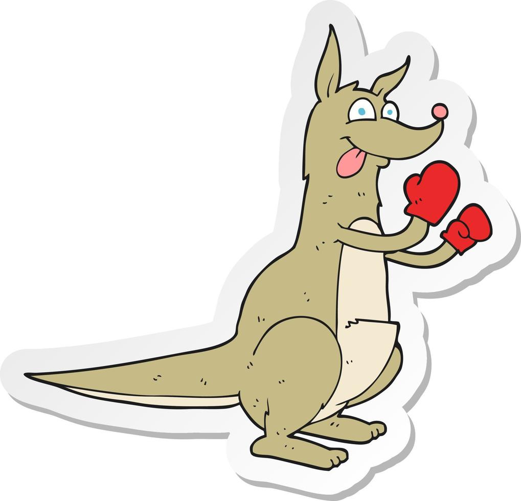 klistermärke av en tecknad serie boxning känguru vektor