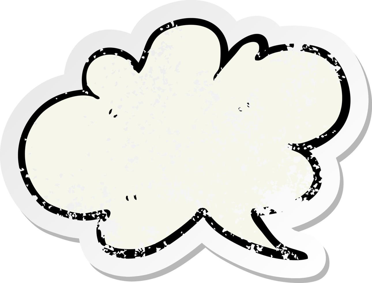 retro bedrövad klistermärke av en tecknad serie moln Tal bubbla vektor