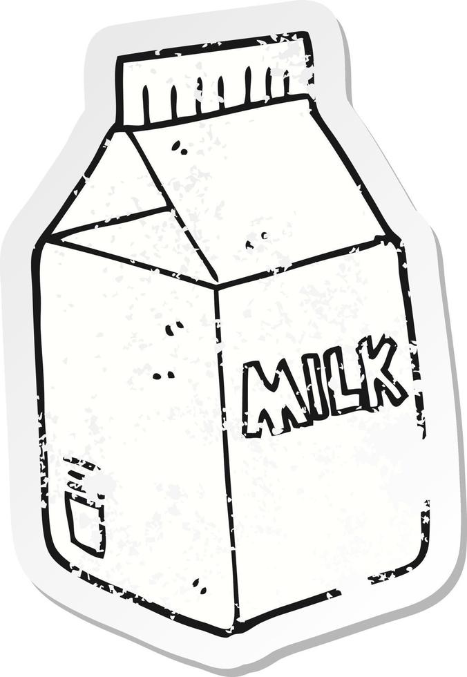 Retro-Distressed-Aufkleber eines Cartoon-Milchkartons vektor