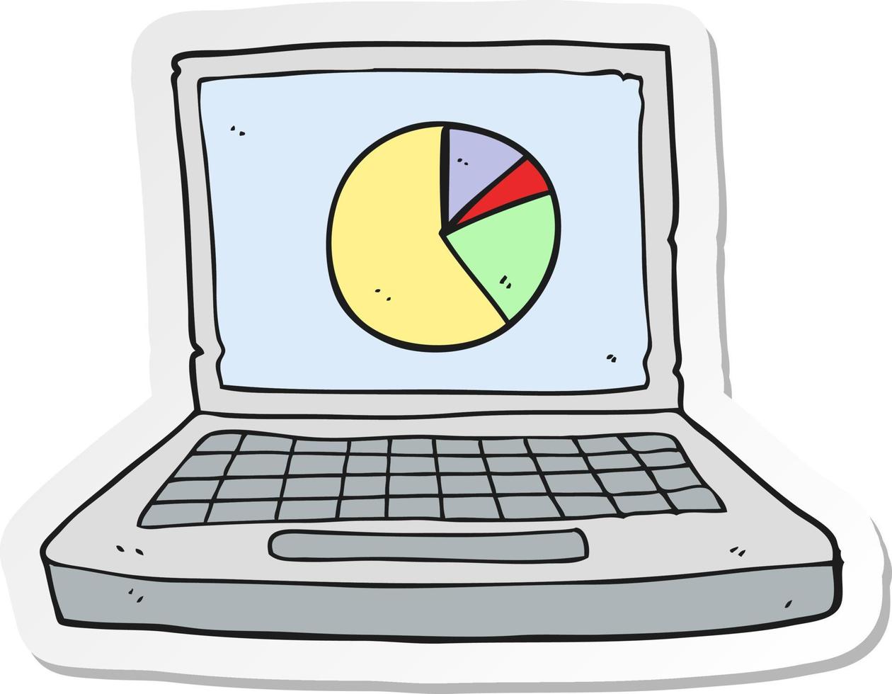 klistermärke av en tecknad serie bärbar dator dator med paj Diagram vektor
