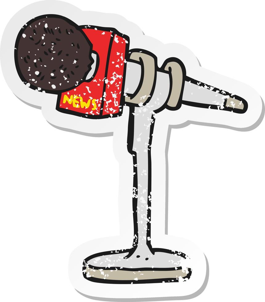 Retro-Distressed-Aufkleber eines Cartoon-Mikrofons vektor