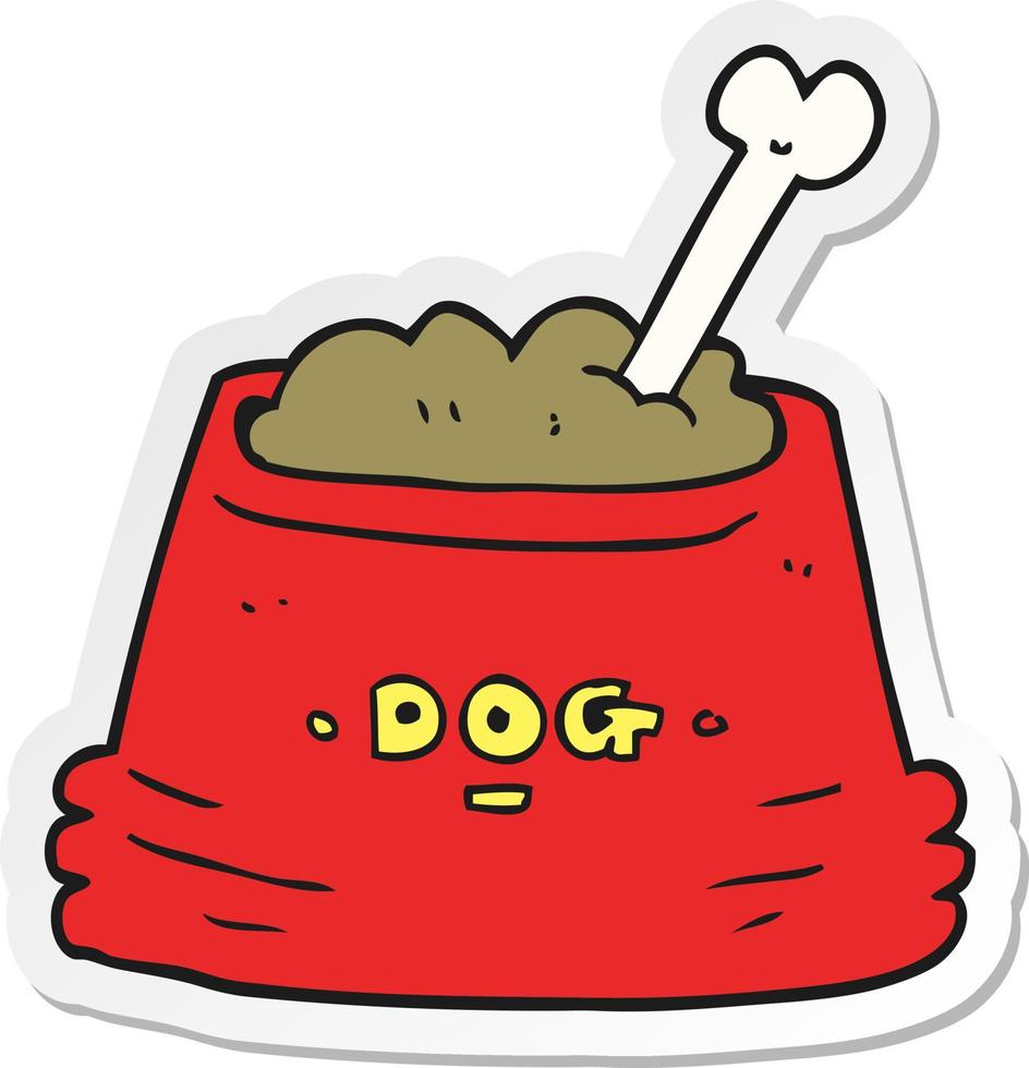 klistermärke av en tecknad serie hund mat skål vektor