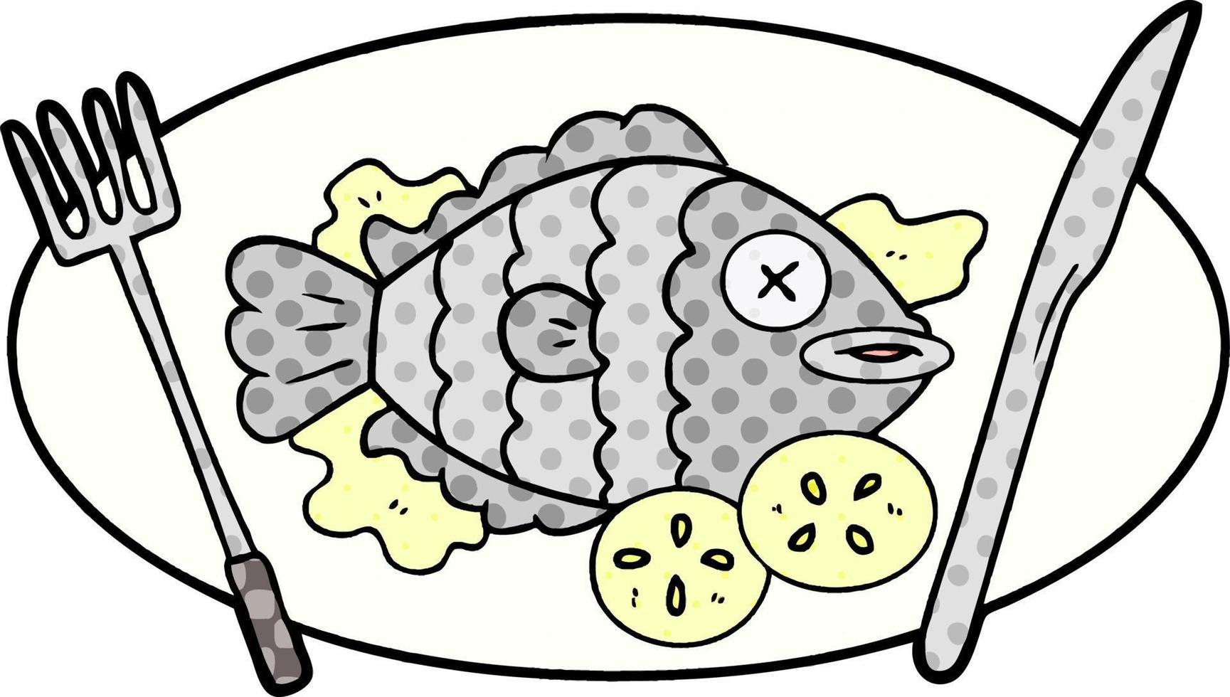 gekochter Fisch Cartoon vektor