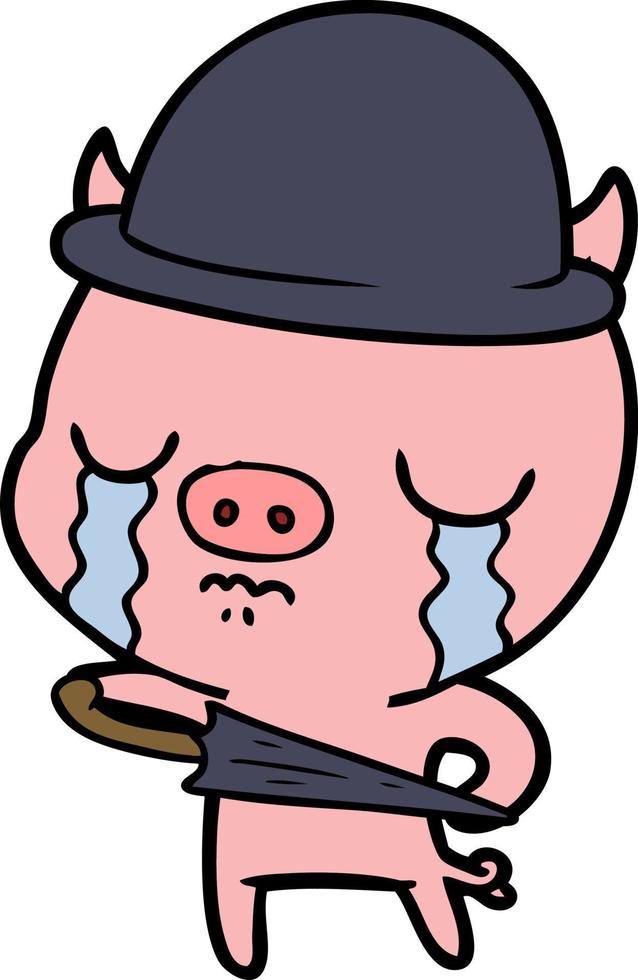 tecknad serie gris gråt bär företag kläder vektor