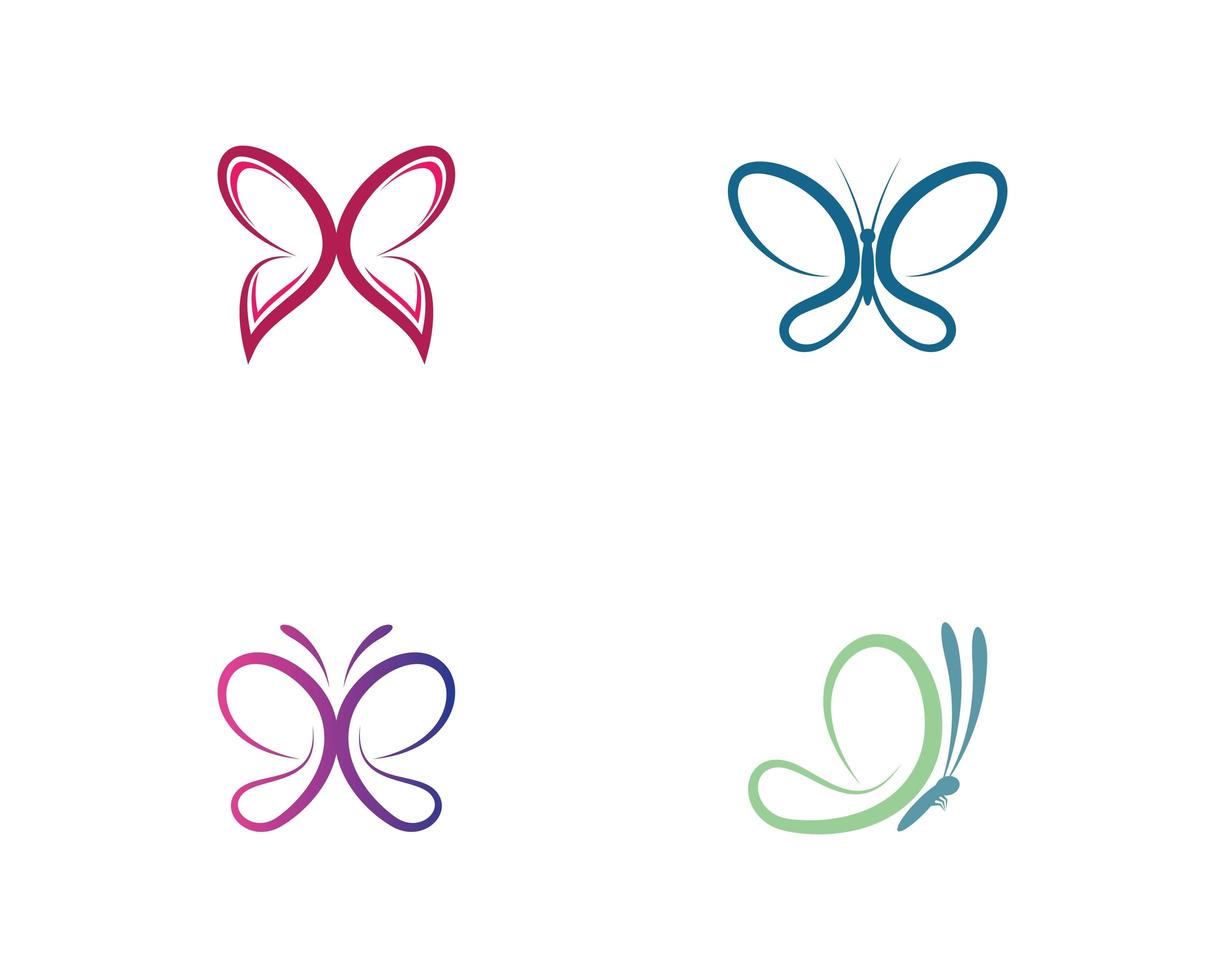 Schmetterling Umriss Logo Icon Set vektor