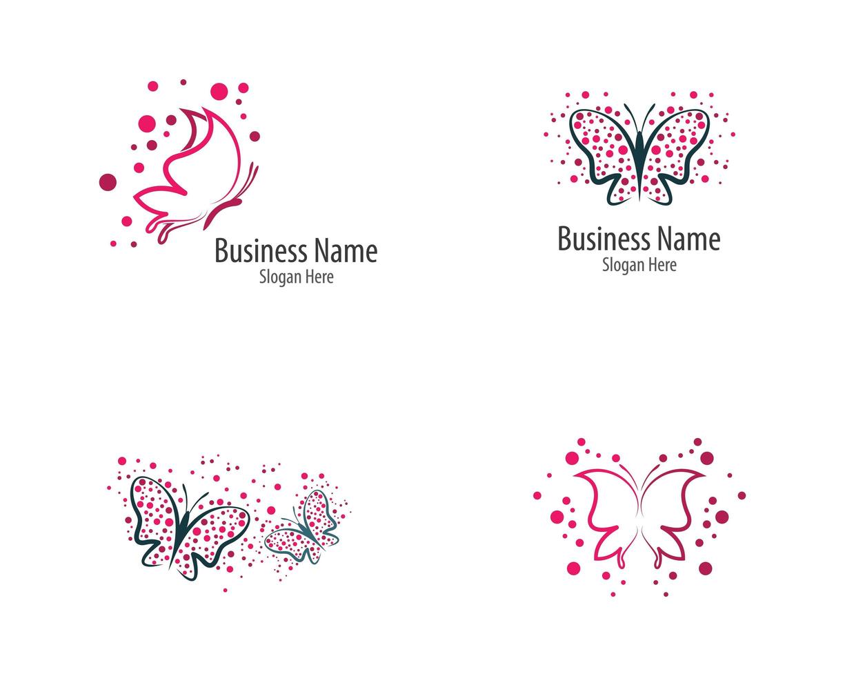 rosa und lila Schmetterling Logo Icon Set vektor