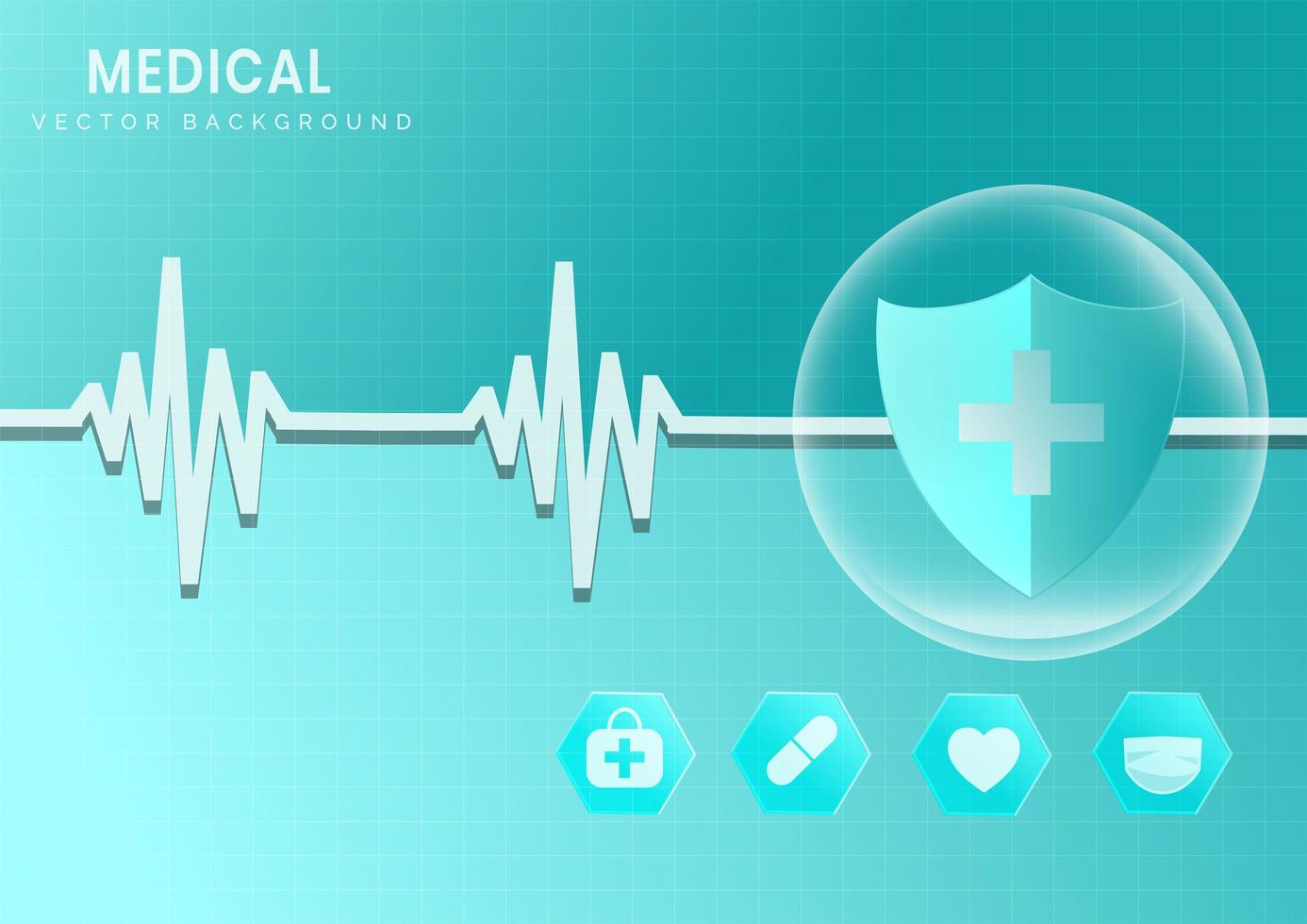 medicinsk bakgrund med skyddshälso-ikonen vektor