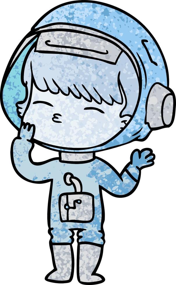 Cartoon neugieriger Astronaut wundert sich vektor