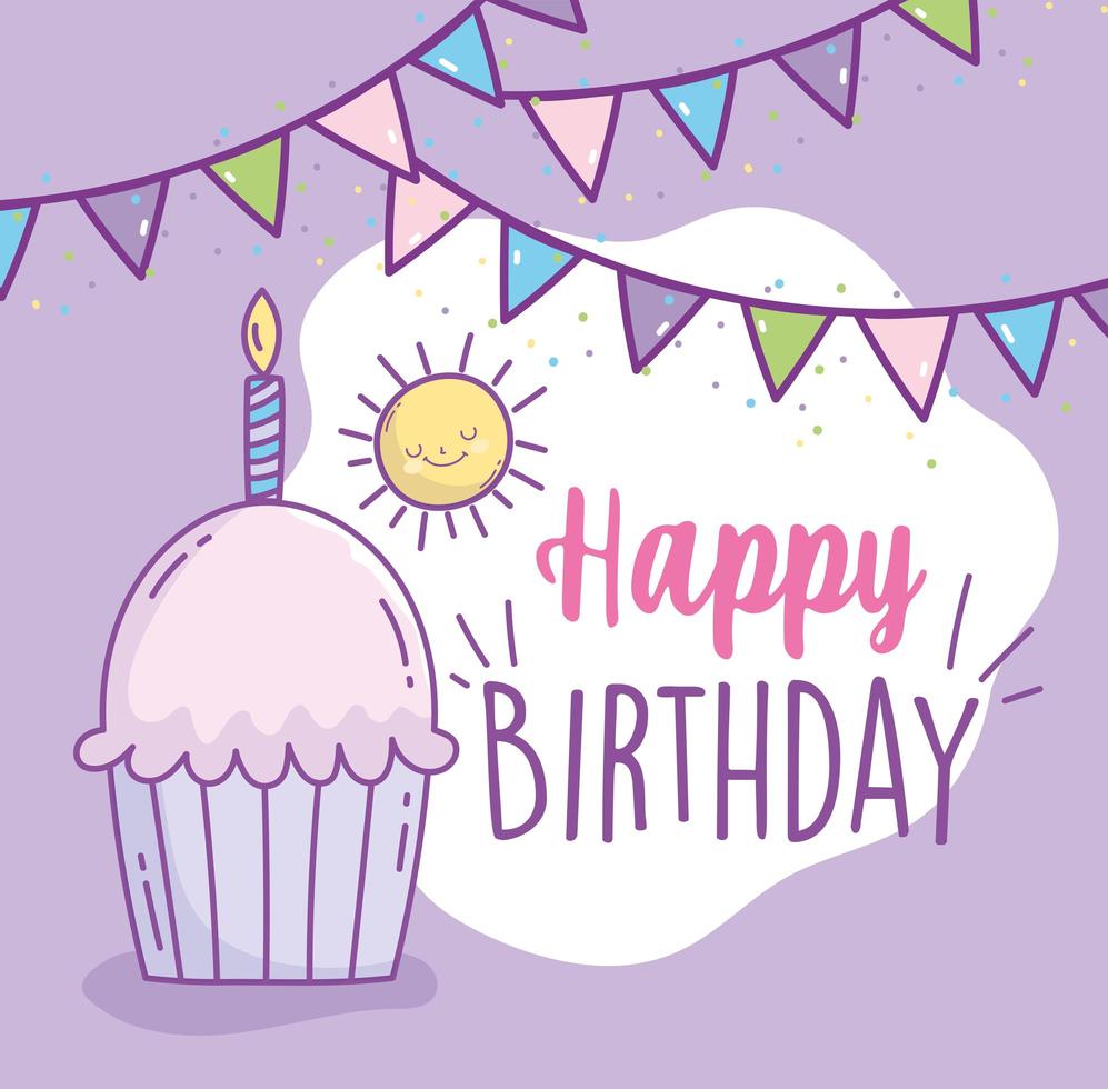 Alles Gute zum Geburtstag Cupcake mit Kerze vektor