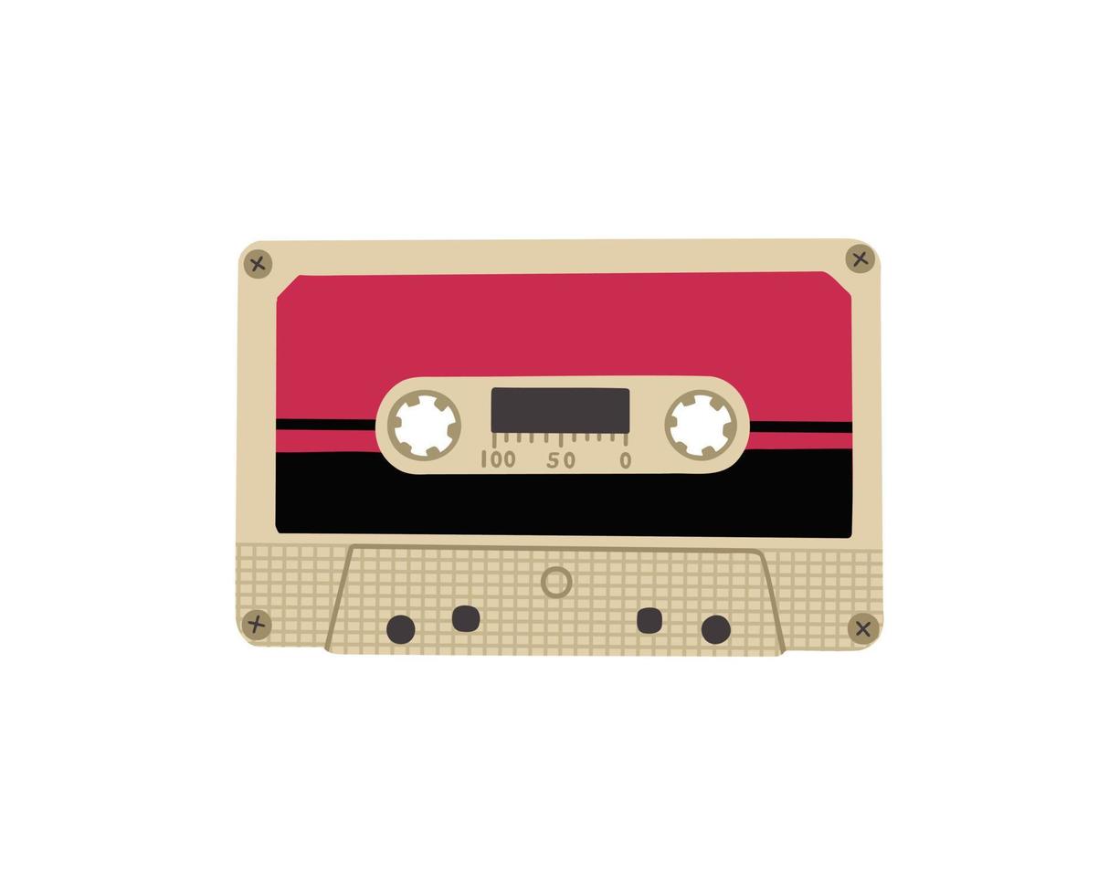 Audiokassette mit Magnetband. Illustration für Druck, Hintergründe, Umschläge und Verpackungen. Bild kann für Grußkarten, Poster, Aufkleber und Textilien verwendet werden. isoliert auf weißem Hintergrund vektor