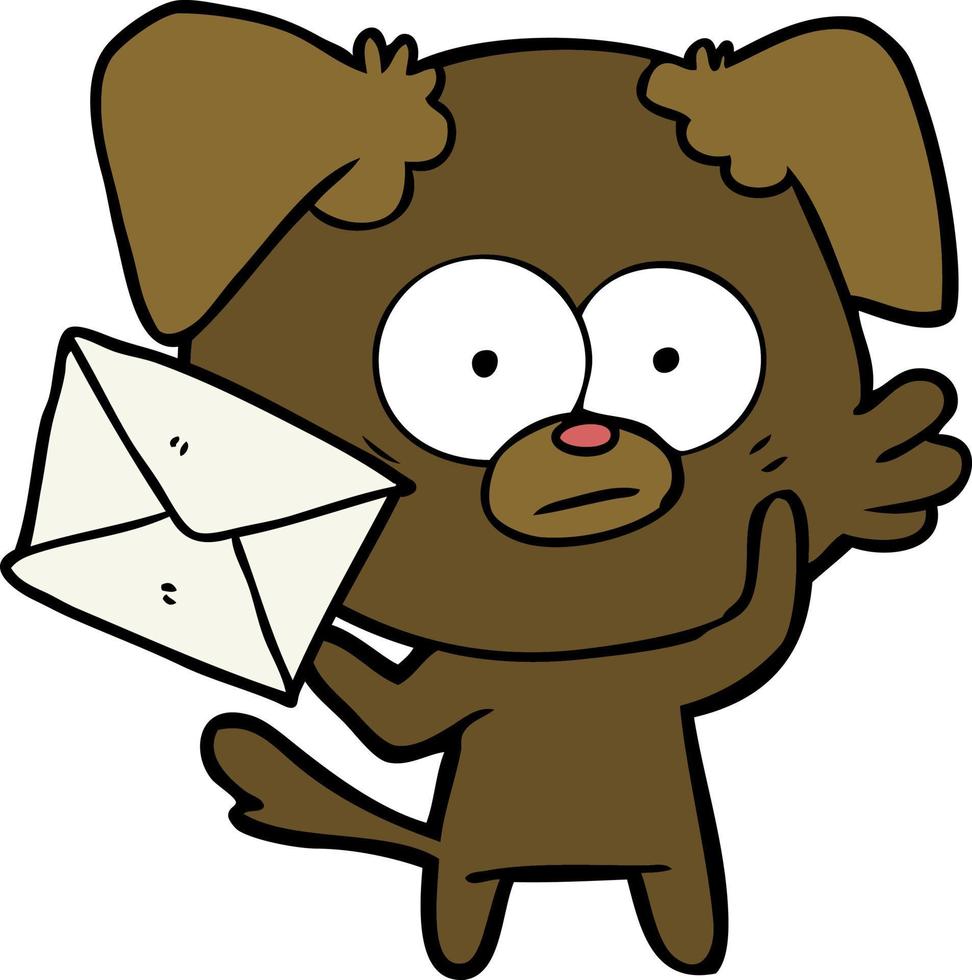 nervös hund tecknad serie med brev vektor
