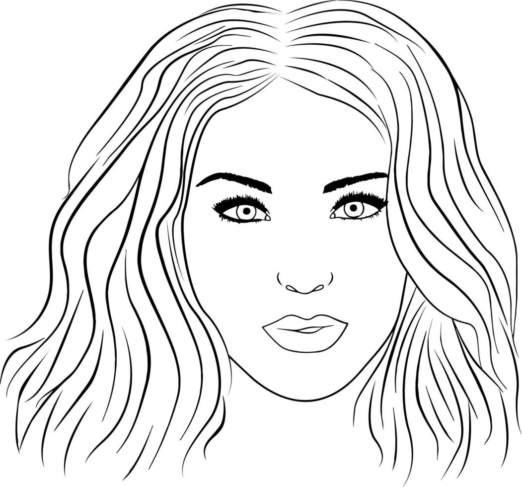 Illustration eines weiblichen Gesichts. Vektorgrafiken. schönes Mädchen im Vektor. Modeillustration, Logo, Webdesign. vektor