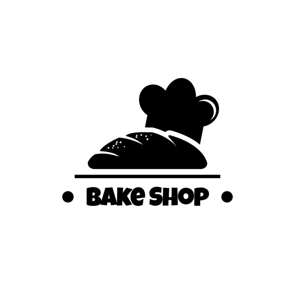 Bäckerei-Logo-Design mit Silhouette der Bäckerei und Haubenillustration vektor