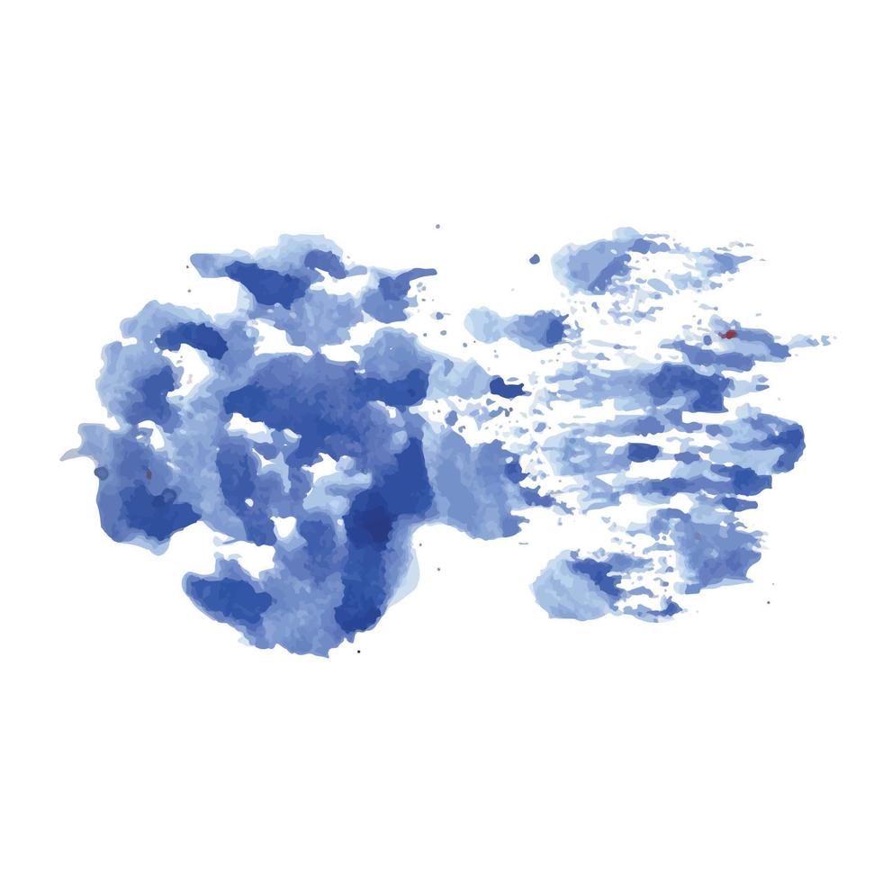 blaue aquarellwolken auf weißem hintergrund. Cyan-Aquarell-Wasserpinsel-Splash-Textur. satz von vektor pastellfarbe farbfleck. blauer aquarellhintergrund