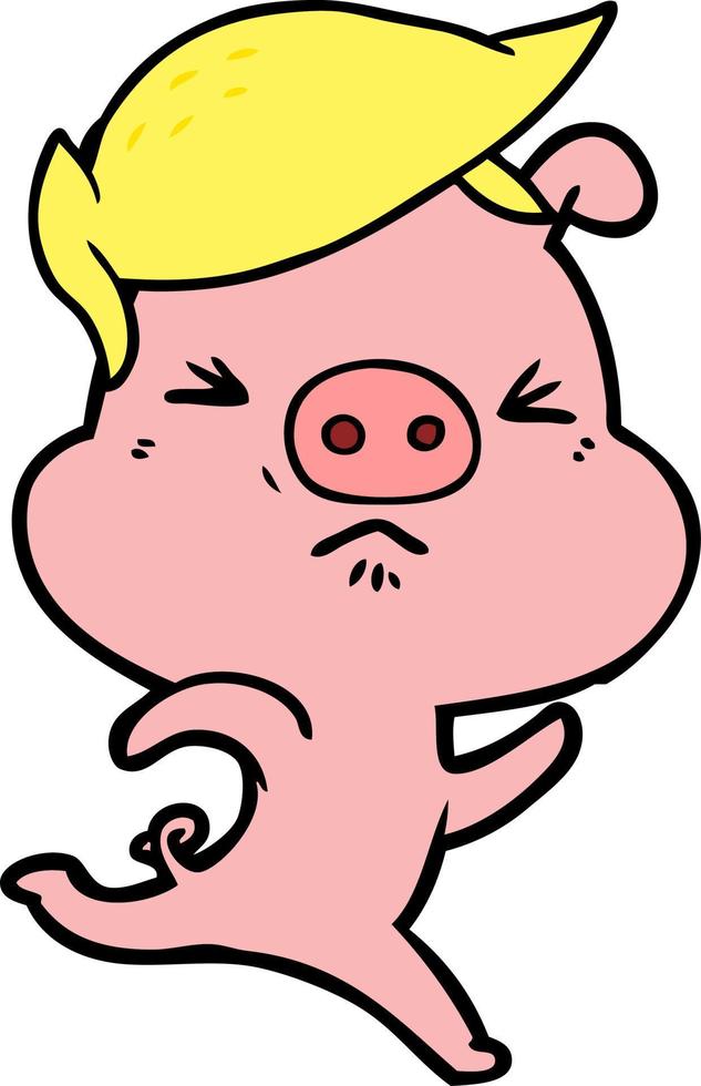 cartoon verärgertes schwein läuft vektor