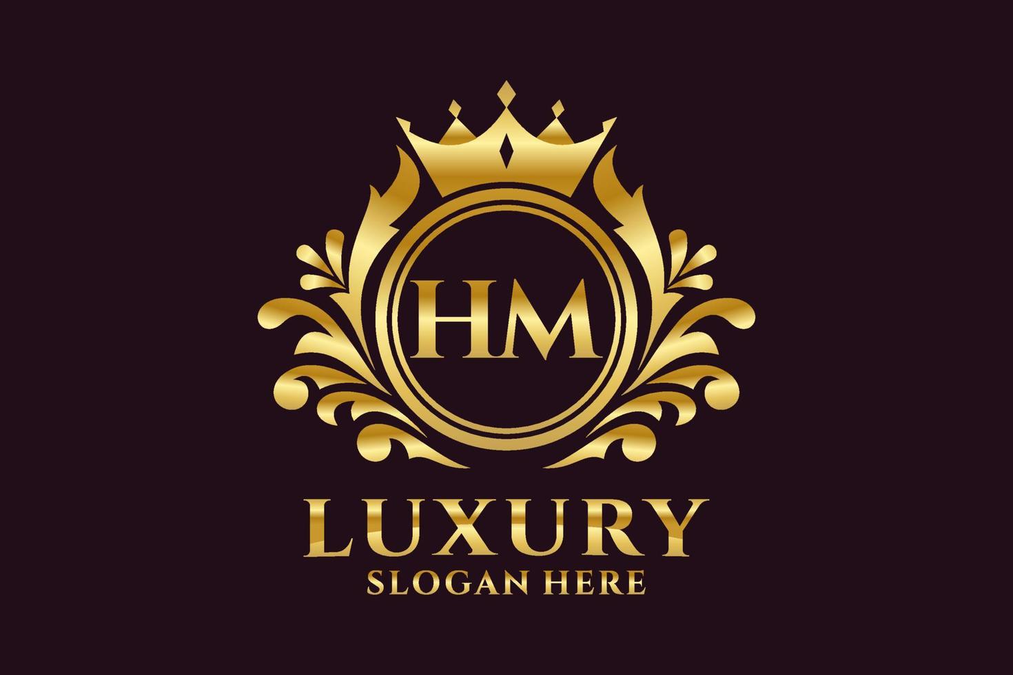 Royal Luxury Logo-Vorlage mit anfänglichem hm-Buchstaben in Vektorgrafiken für luxuriöse Branding-Projekte und andere Vektorillustrationen. vektor