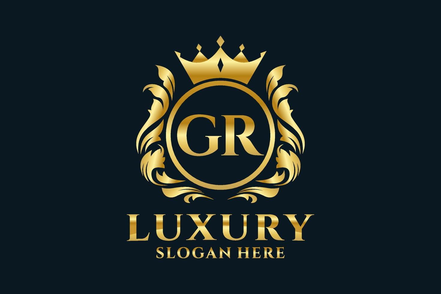 Royal Luxury Logo-Vorlage mit anfänglichem gr-Buchstaben in Vektorgrafiken für luxuriöse Branding-Projekte und andere Vektorillustrationen. vektor