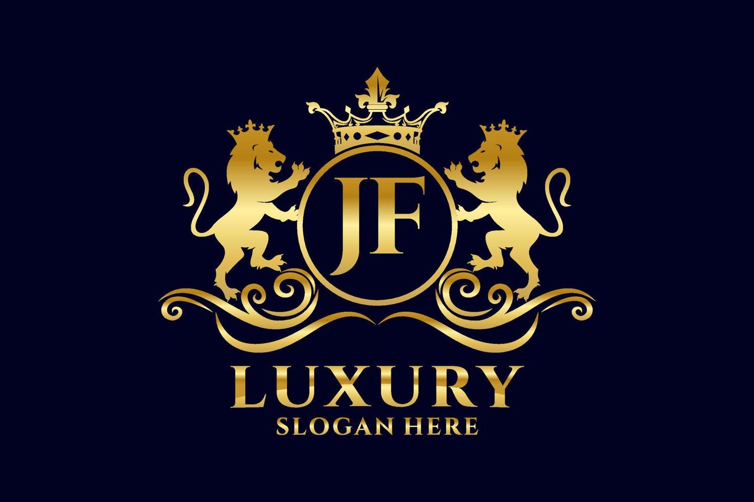 Initial JF Letter Lion Royal Luxury Logo Vorlage in Vektorgrafiken für luxuriöse Branding-Projekte und andere Vektorillustrationen. vektor