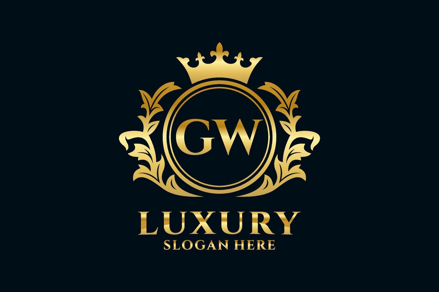 Royal Luxury Logo-Vorlage mit anfänglichem gw-Buchstaben in Vektorgrafiken für luxuriöse Branding-Projekte und andere Vektorillustrationen. vektor