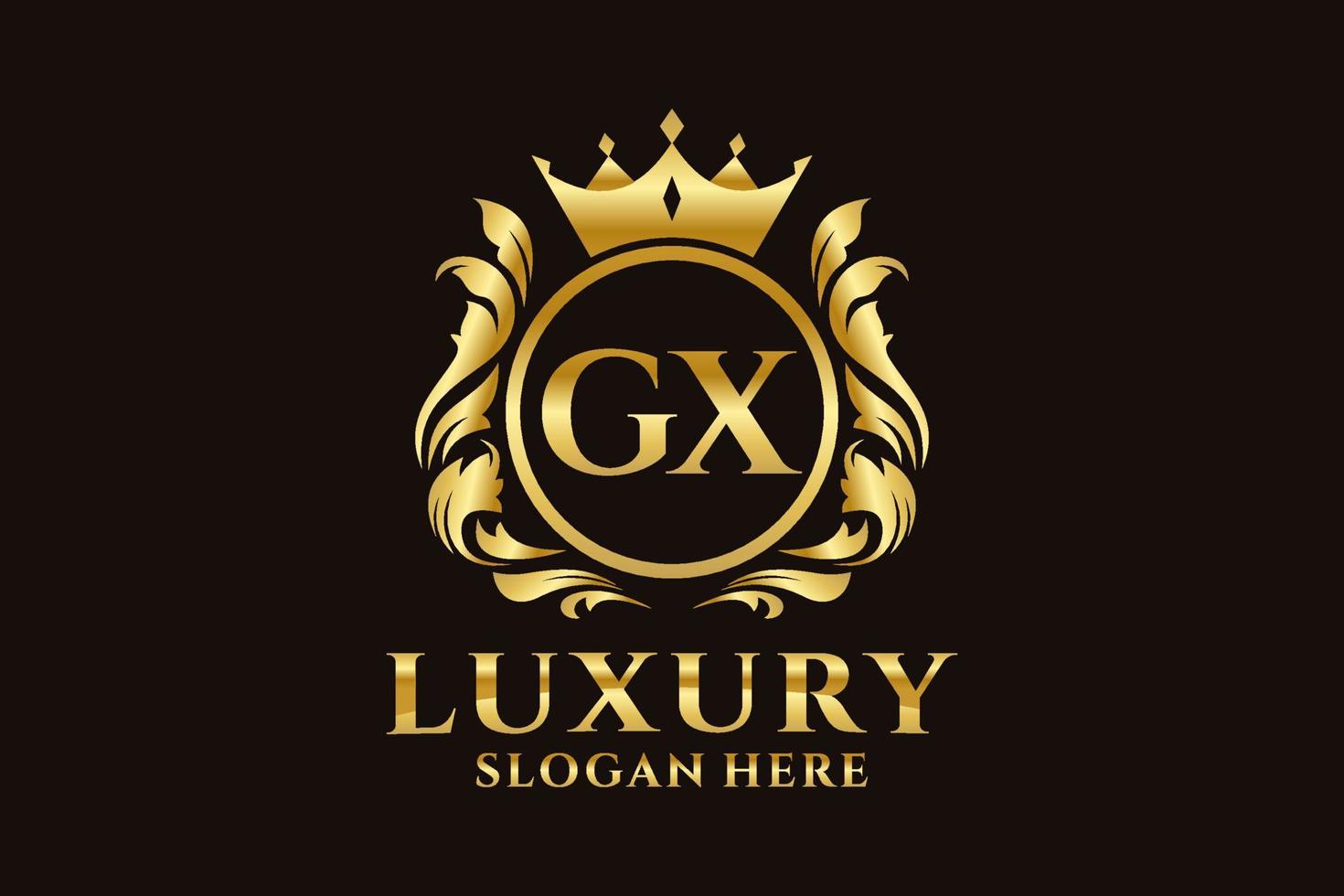 Royal Luxury Logo-Vorlage mit anfänglichem gx-Buchstaben in Vektorgrafiken für luxuriöse Branding-Projekte und andere Vektorillustrationen. vektor
