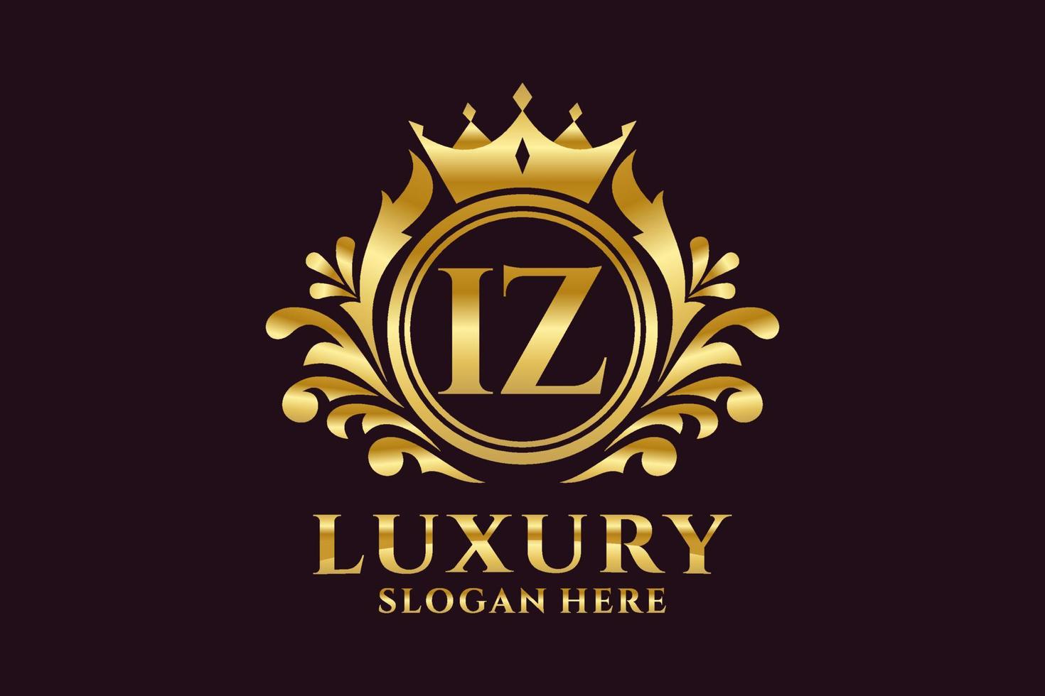 anfängliche iz-Buchstabe königliche Luxus-Logo-Vorlage in Vektorgrafiken für luxuriöse Branding-Projekte und andere Vektorillustrationen. vektor