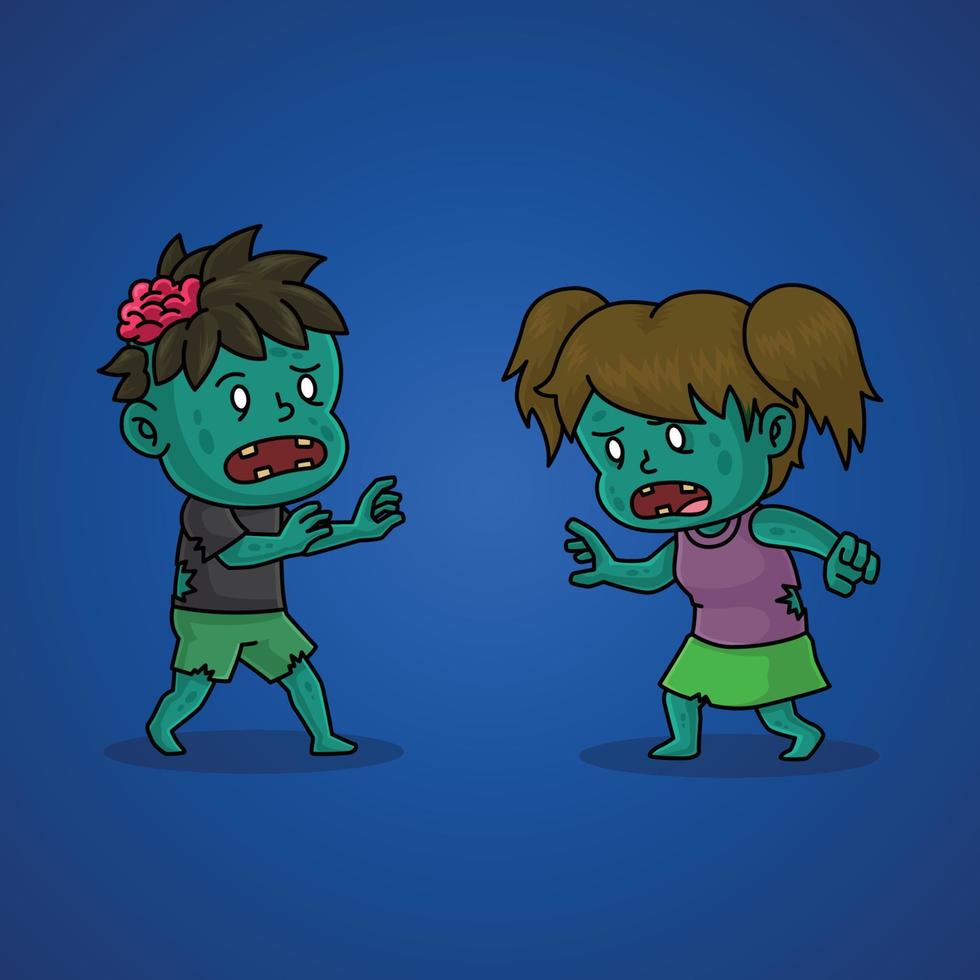 Zombiepaar-Vektorkarikaturillustrations-Halloween-Ausgabe vektor