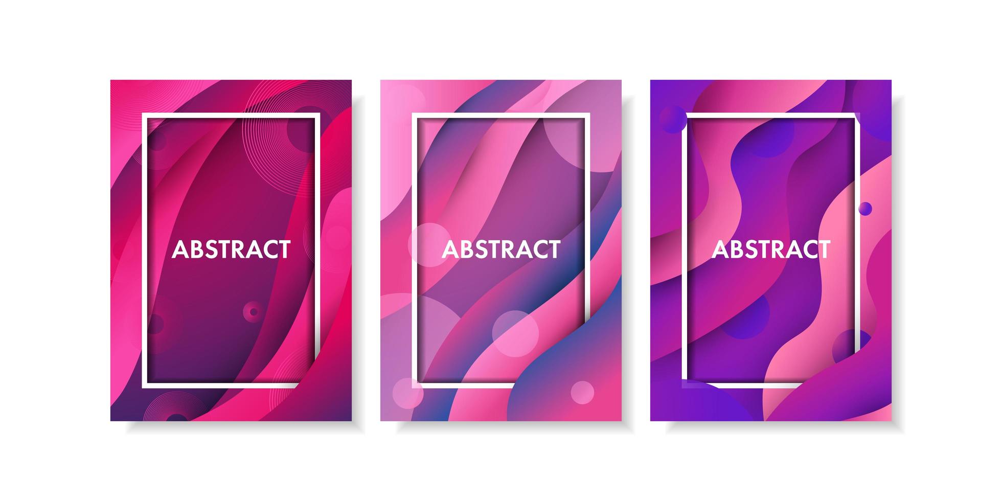 abstrakt rosa och lila gradient fluid form set vektor