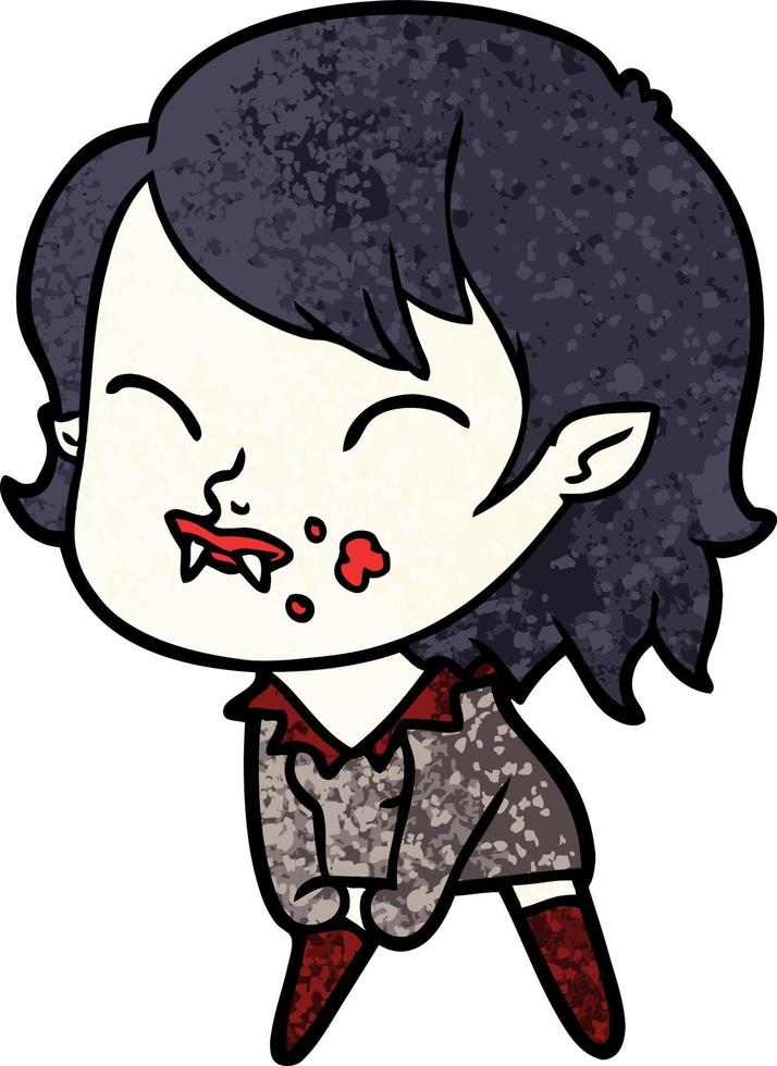 tecknad serie vampyr flicka med blod på kind vektor