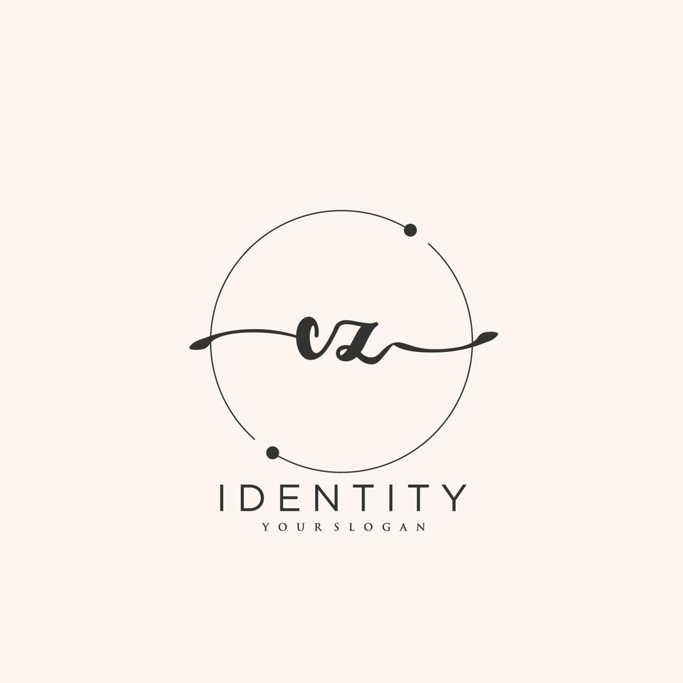 cz handstil logotyp vektor av första signatur, bröllop, mode, smycken, boutique, blommig och botanisk med kreativ mall för några företag eller företag