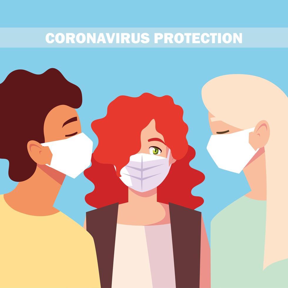 Menschen mit medizinischer Gesichtsmaske, Coronavirus-Prävention vektor