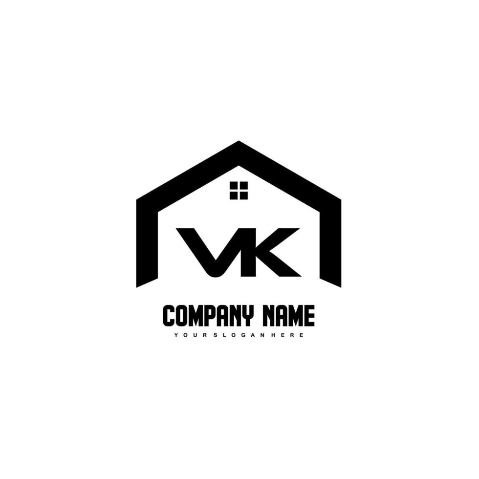 vk Anfangsbuchstaben Logo Design Vektor für Bau, Haus, Immobilien, Gebäude, Eigentum.