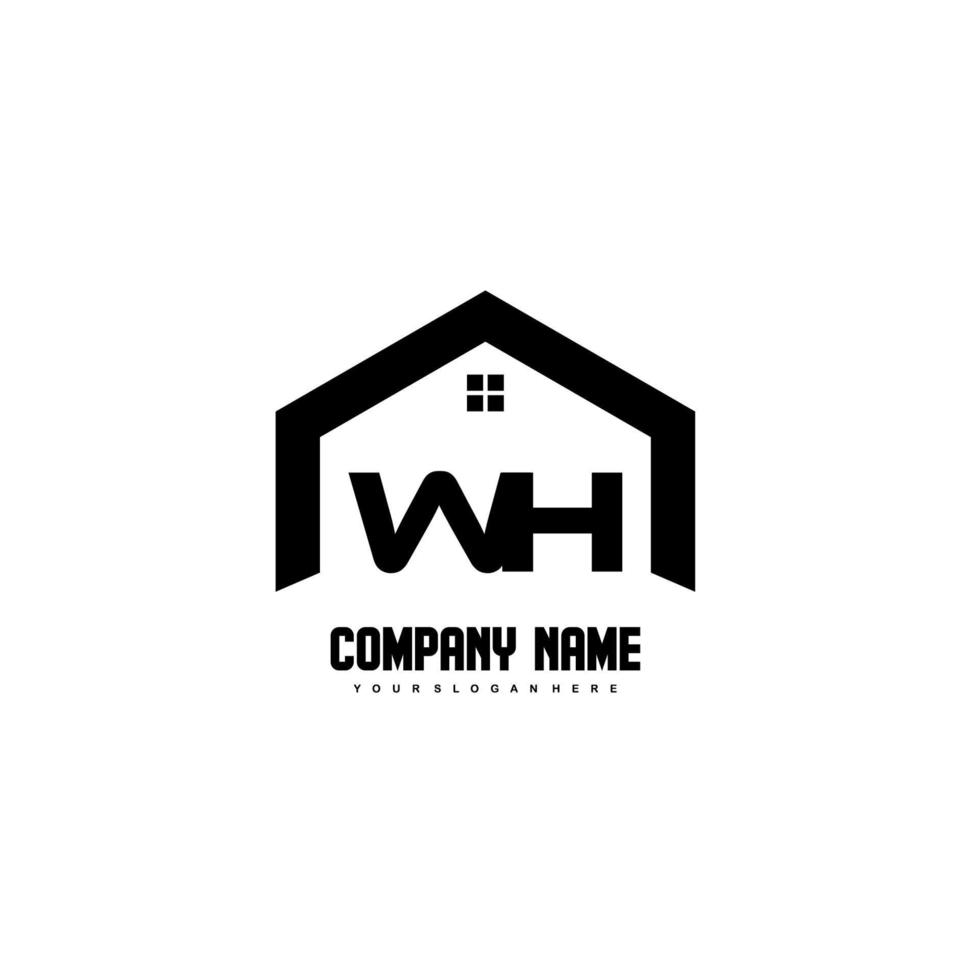 wh Anfangsbuchstaben Logo Design Vektor für Bau, Haus, Immobilien, Gebäude, Eigentum.