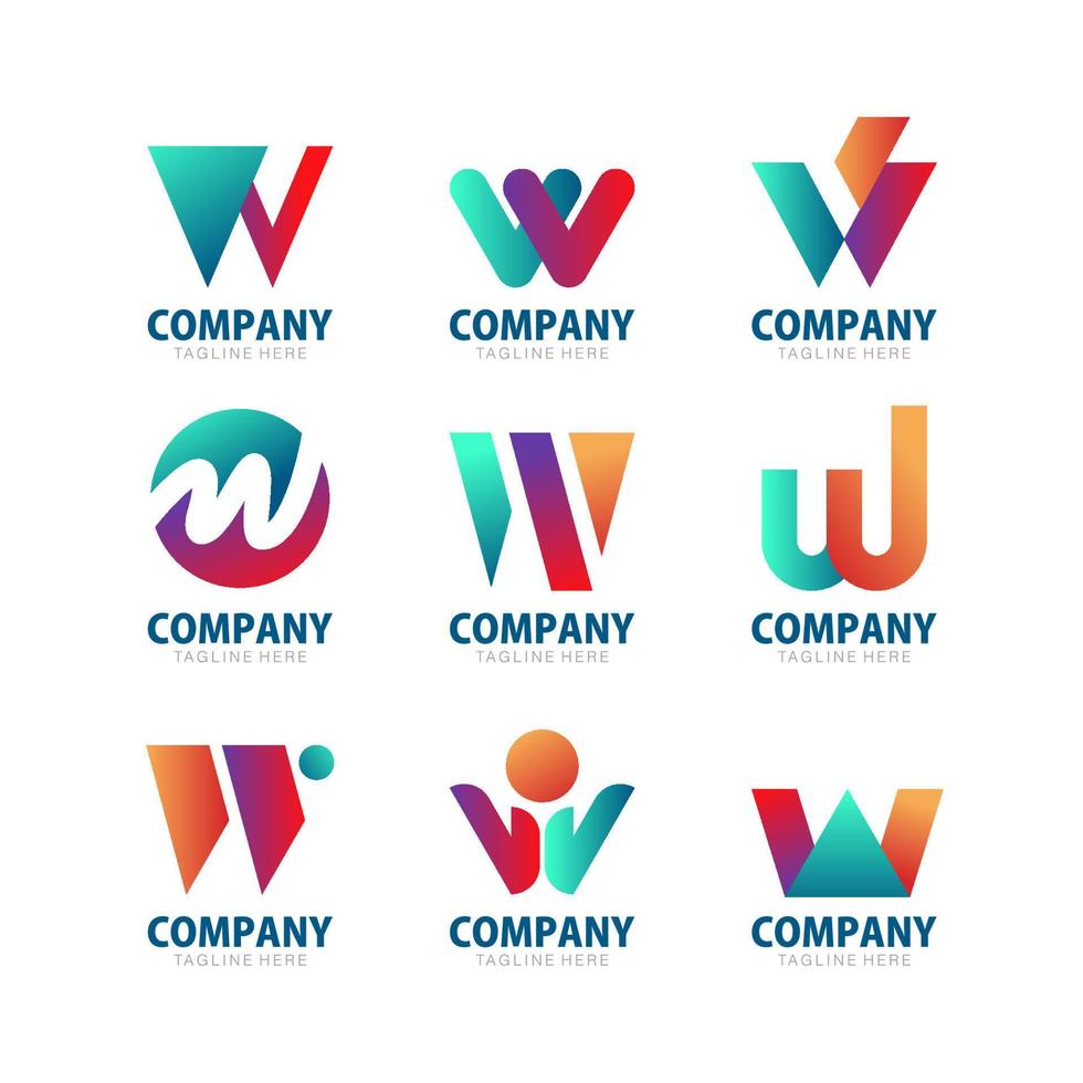 alfabetet logotyp första w för företag företag vektor