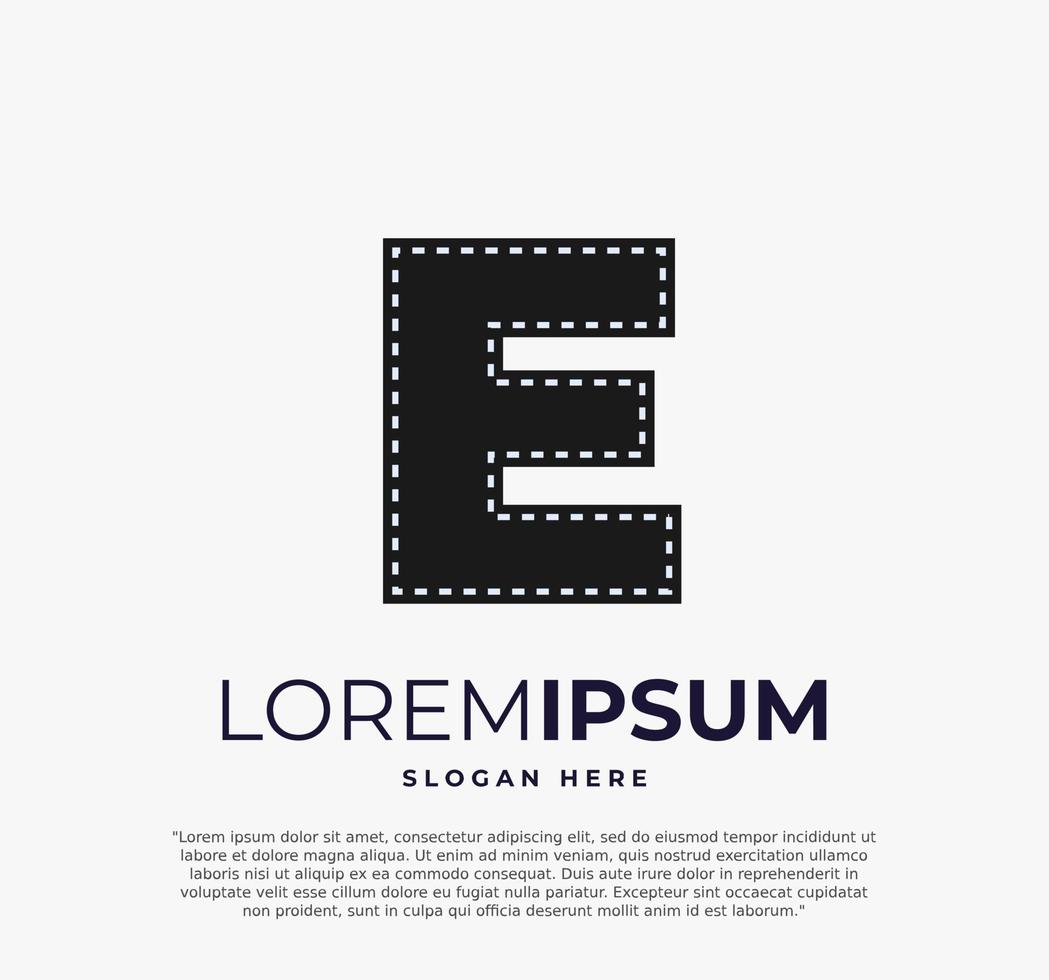 brev e logotyp för remsa filma vektor illustration och vit bakgrund