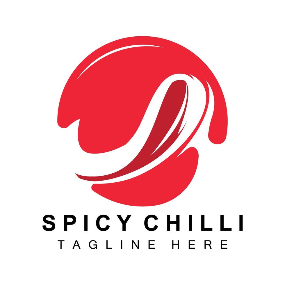 würziges Chili-Logo-Design, rote Gemüseillustration, Küchenzutaten, scharfe Chili-Vektormarkenprodukte vektor