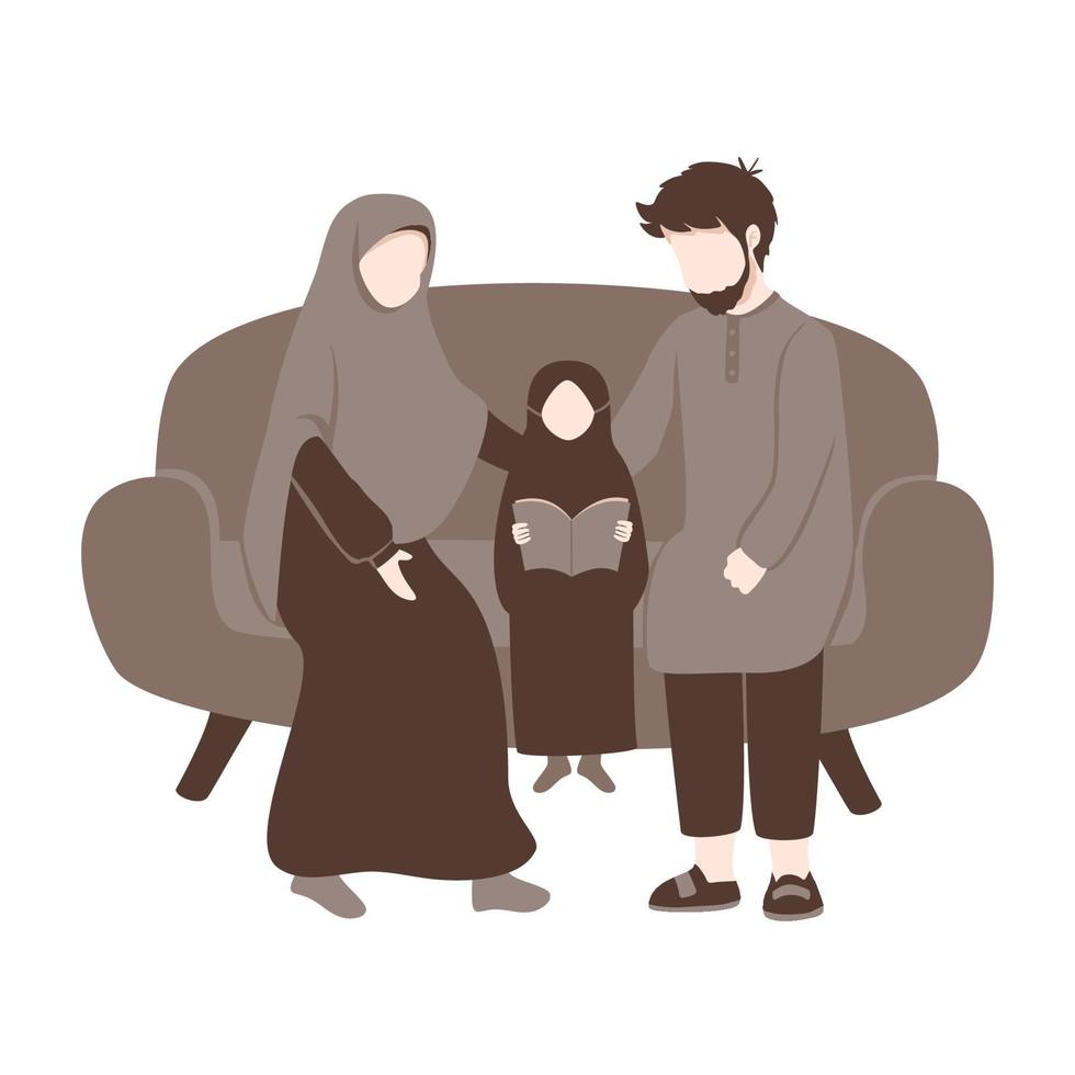 muslimsk familjillustration vektor