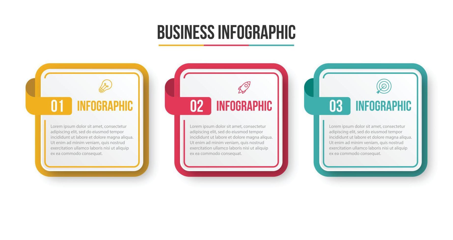 vektor infographic design affärsmall med ikoner och 3 alternativ eller steg. kan användas för processdiagram, presentationer, arbetsflödeslayout, banner, flödesschema, infograf