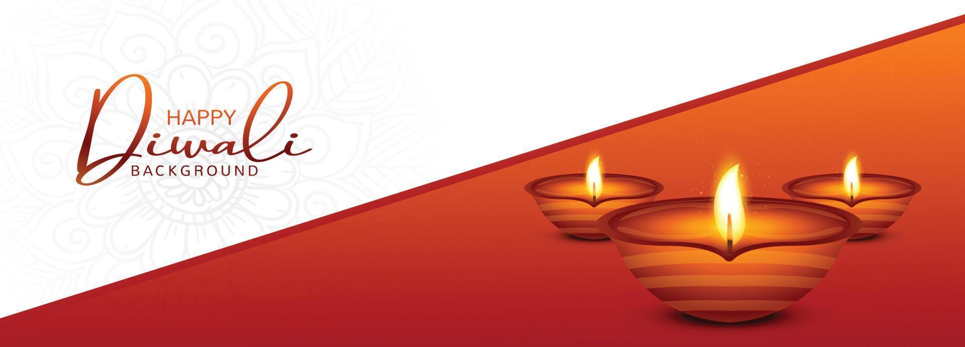 Lycklig diwali baner för festival av lampor diwali firande kort bakgrund vektor