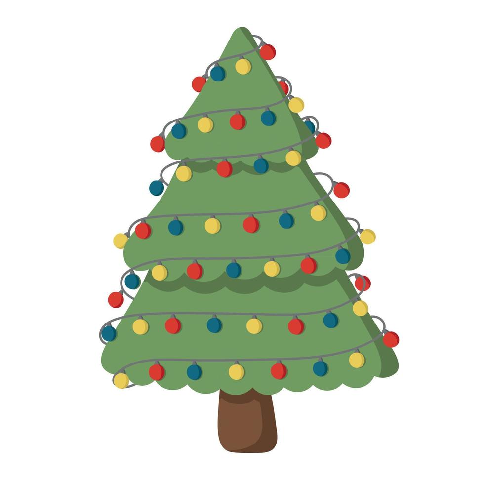 klotter jul träd med en mönster för dekoration, design av kort, inbjudningar vektor