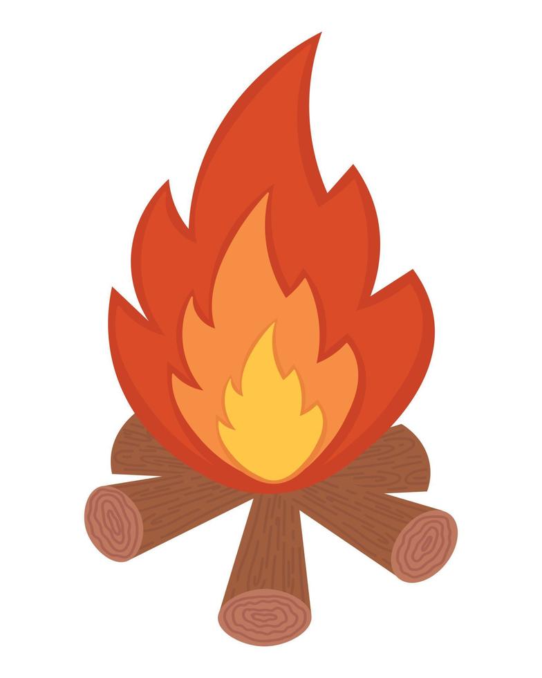 gekritzel flache clipart. brennendes Lagerfeuer zum Entspannen am Abend auf dem Campingplatz. Alle Objekte werden neu lackiert. vektor