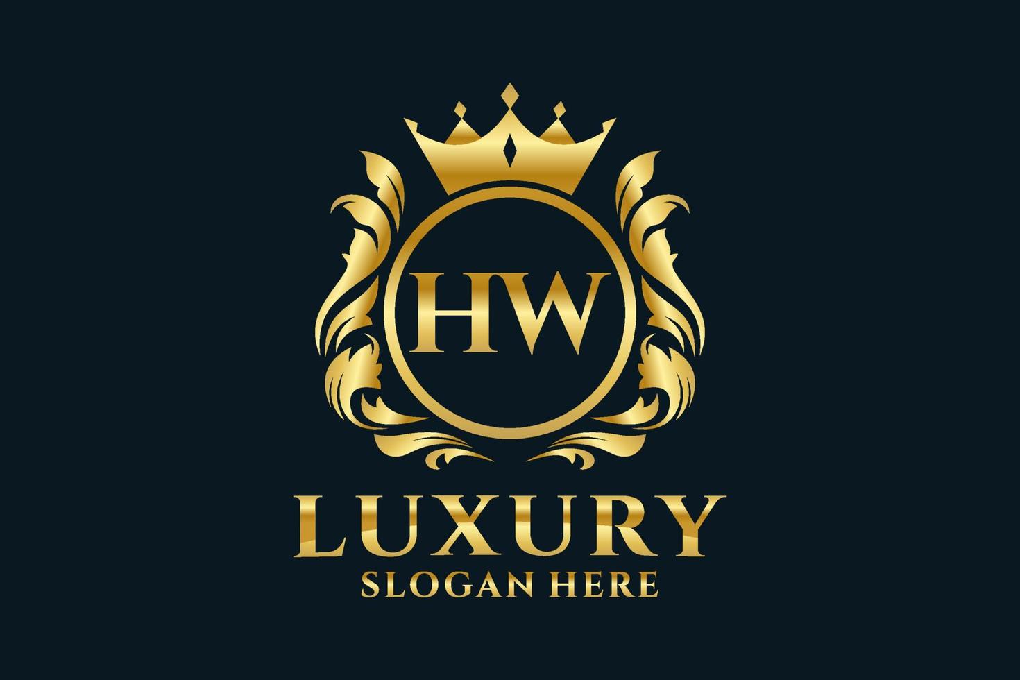 anfängliche hw-Buchstaben-königliche Luxus-Logo-Vorlage in Vektorgrafiken für luxuriöse Branding-Projekte und andere Vektorillustrationen. vektor