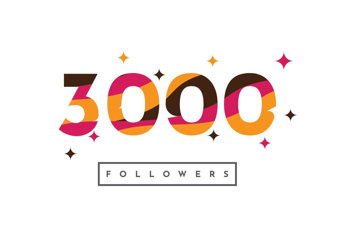 Danke 3000 Follower farbenfrohes abstraktes Vorlagendesign vektor