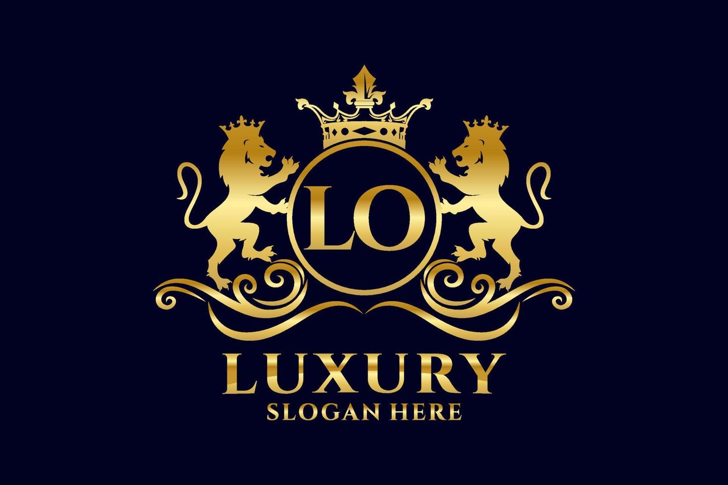 Initial Lo Letter Lion Royal Luxury Logo Vorlage in Vektorgrafiken für luxuriöse Branding-Projekte und andere Vektorillustrationen. vektor